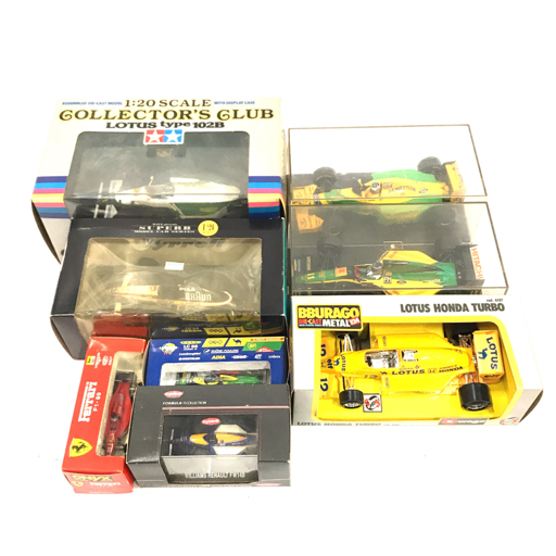 タミヤ 1：20 コレクターズクラブ ロータスタイプ102B 他 フェラーリ オニキス ブラゴ 等 ミニカー 8点 まとめ